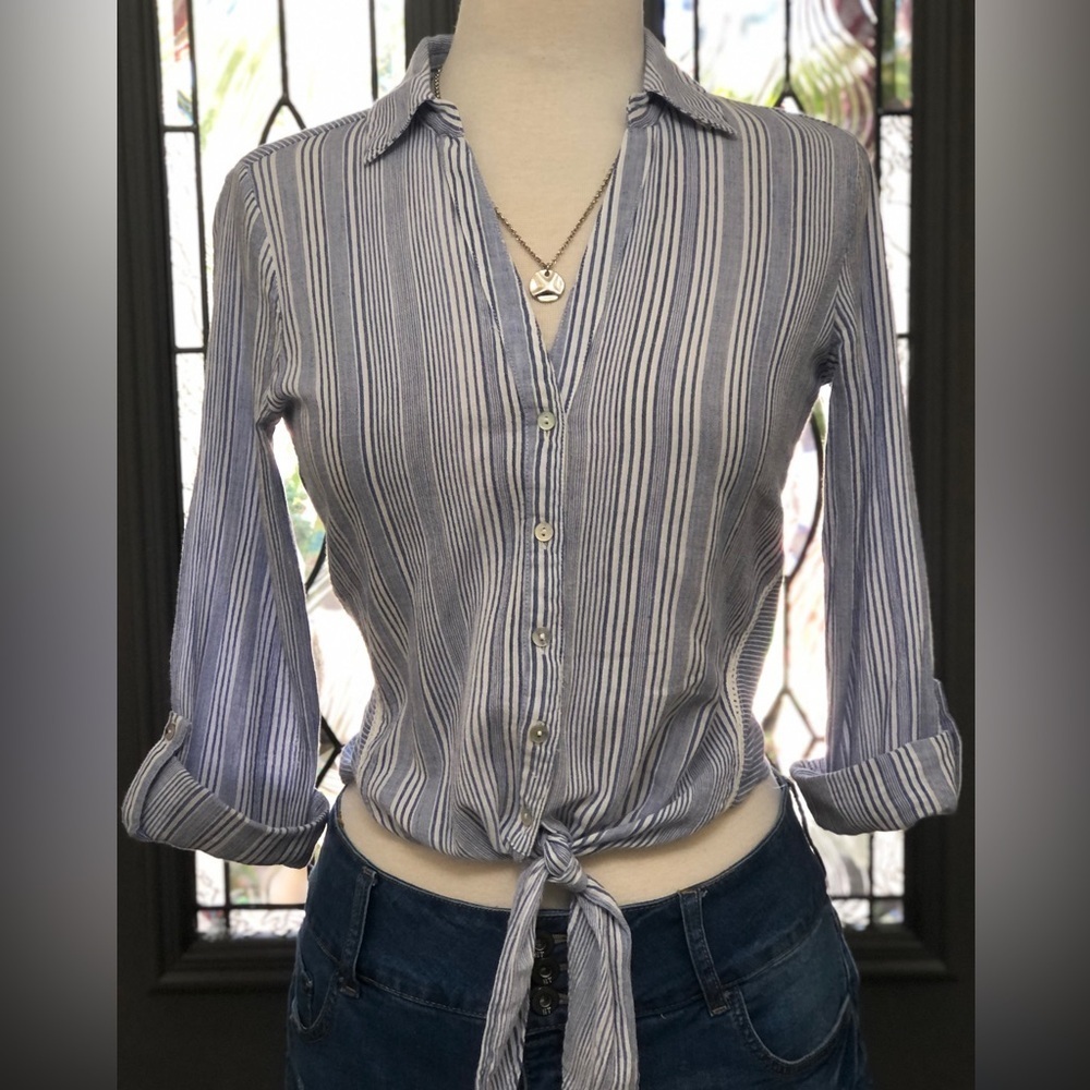 Lovestitch A lightweight long-sleeve top with a tie waist detail